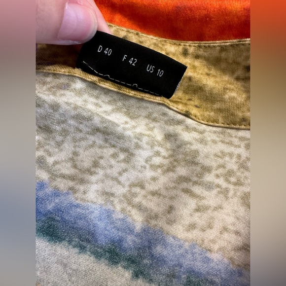 AKRIS Flower Field VNeck Blouse Shirt Top Colorful Floral Stripe Tee 3/4 Sleeve - Picture 8 of 11